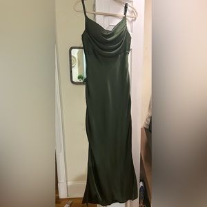 Green satin revelry dress